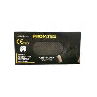 Рукавички нітрилові міцні ProMates Grip Black 9,8 г Чорні 50 шт