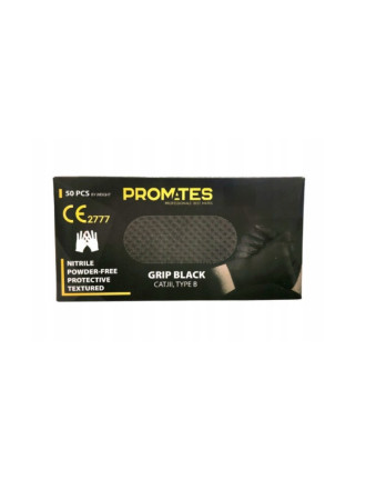 Рукавички нітрилові міцні ProMates Grip Black 9,8 г Чорні 50 шт