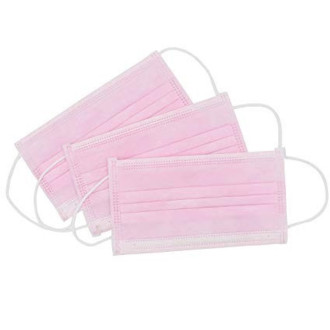 Маска тришарова Polix PRO&MED на резинці 50 шт Рожева