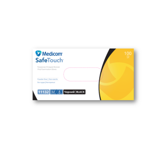 Рукавички вінілові Medicom SafeTouch Чорні 100 шт