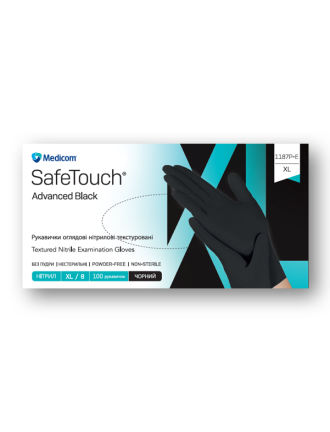 Рукавички нітрилові Medicom SafeTouch Advanced Black 3,5г Чорні 100 шт