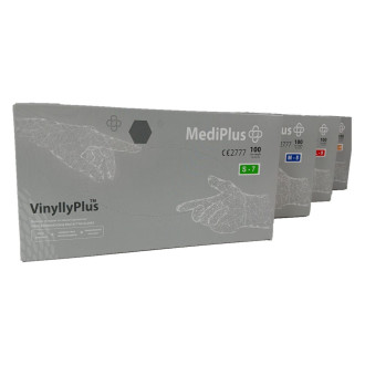 Рукавички вінілові MediPlus VinyllyPlus PF 4,5 г Прозорі 100 шт