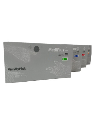 Рукавички вінілові MediPlus VinyllyPlus PF 4,5 г Прозорі 100 шт