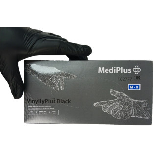Рукавички вінілові MediPlus VinyllyPlus Black PF 5 г Чорні 100 шт