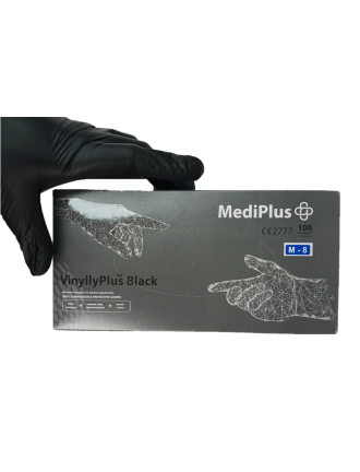 Рукавички вінілові MediPlus VinyllyPlus Black PF 5 г Чорні 100 шт
