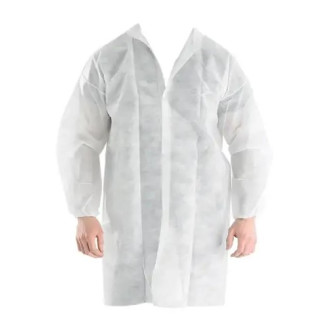 Халат нетканий на кнопках Білий 5 шт