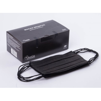 Маска тришарова SanGig на резинці 50 шт Чорна