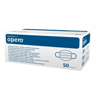 Маска одноразова Opero 3-х шарова з вушними петлями Синя 50 шт