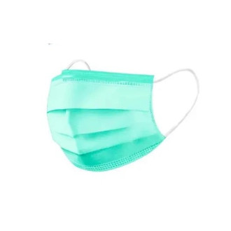 Маска тришарова Medicom SAFE+MASK Economy з петлями для вух 50 шт Зелена