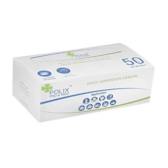 Маска тришарова Polix PRO&MED на резинці 50 шт Біла