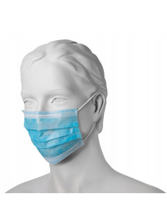 Маска тришарова Medicom SAFE+MASK Economy з петлями для вух 50 шт Блакитна