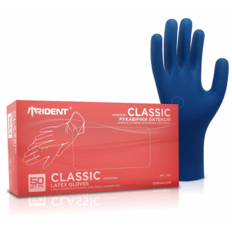 Рукавички латексні TRIDENT CLASSIC 2102 підвищеної міцності 19г Сині 50 шт