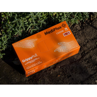 Рукавички міцні нітрилові MediPlus GrippyPlus Orange 9 г Помаранчеві 50 шт