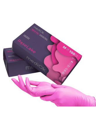 Рукавички нітрилові MediOk Rose Lake 3,5г Рожеві 100 шт
