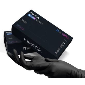 Рукавички нітрилові MediOk Space 3,5г Чорні 100 шт