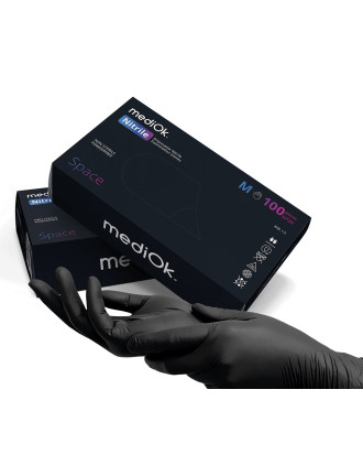 Рукавички нітрилові MediOk Space 3,5г Чорні 100 шт