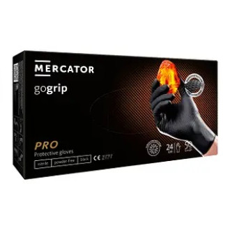 Рукавички нітрилові Mercator GoGrip Black Чорні 50 шт