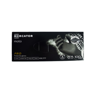 Рукавички міцні нітрилові Mercator Moto 8,6г Чорні 100 шт