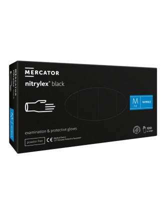 Рукавички нітрилові Mercator Nitrylex Black 3,5г Чорні 100 шт
