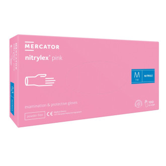 Рукавички нітрилові Mercator Nitrylex Pink 3,5г Рожеві 100 шт