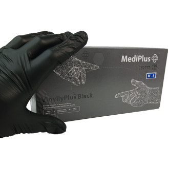 Рукавички вінілові MediPlus VinyllyPlus Black PF 5 г Чорні 100 шт