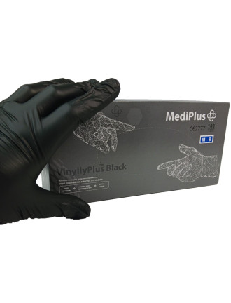 Рукавички вінілові MediPlus VinyllyPlus Black PF 5 г Чорні 100 шт
