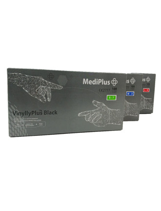 Рукавички вінілові MediPlus VinyllyPlus Black PF 5 г Чорні 100 шт