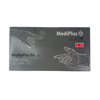 Рукавички вінілові MediPlus VinyllyPlus Black PF 5 г Чорні 100 шт