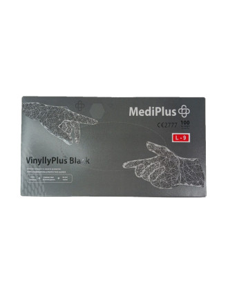 Рукавички вінілові MediPlus VinyllyPlus Black PF 5 г Чорні 100 шт