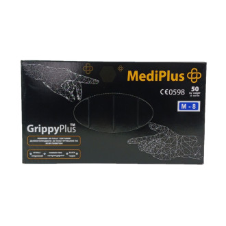 Рукавички міцні нітрилові MediPlus GrippyPlus Black 9 г Чорні 50 шт