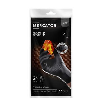 Рукавички нітрилові Mercator GoGrip А4 Black Чорні 4 шт
