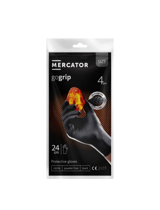 Рукавички нітрилові Mercator GoGrip А4 Black Чорні 4 шт
