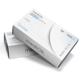 Рукавички нітрилові MediOk Snow 3,5г Білі 100 шт