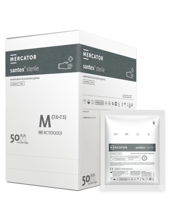 Рукавички хірургічні латексні Mercator Santex Sterile Білі 1 пара РОЗМІР М